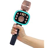 Carpool Karaoke Machine for Kids &amp; Adults, Carpool Karaoke The Mic 2.0 - Wireless &amp; Bluetooth Karaoke Microphone with Voice Changing Sound Effects as White Elephant Gift - Rose Gold