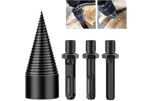 EMCXFSHOP 4PCS Firewood Log Splitter, Firewood Drill Bit Wood Splitter 32mm, 3 Handles Round+Square+Hex, Removable Logs Splitters Electric Drills Bits
