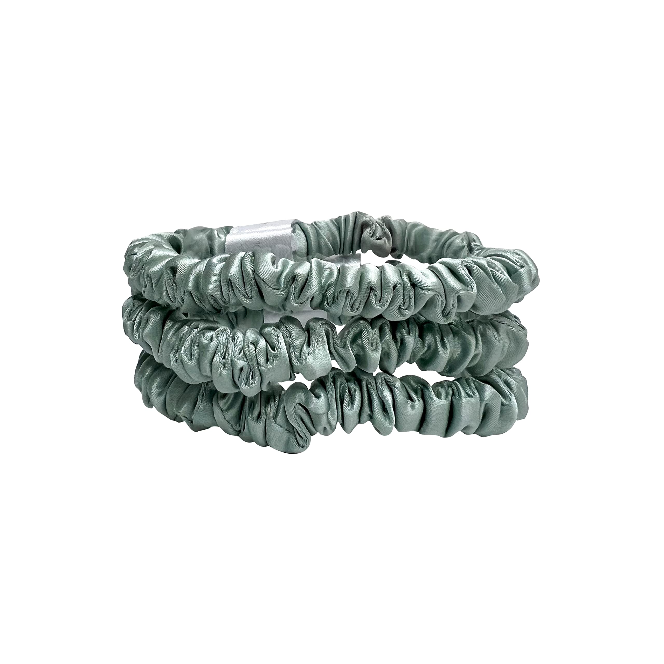 Jasmine Silk Pure Silk Charmeuse Scrunchie - Scrunchies For Hair (3 pack Skinny Duck egg) — image 1