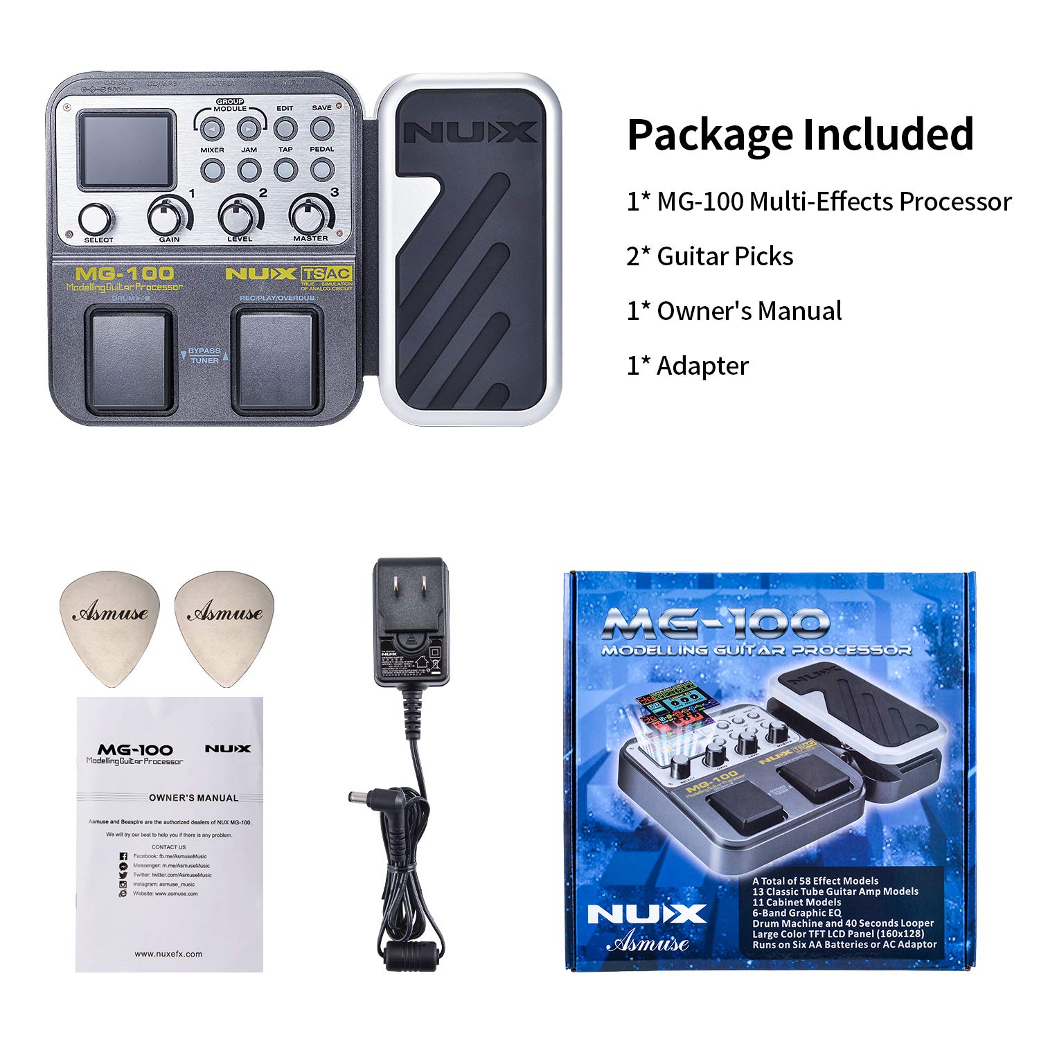 MG100 Professional MultiEffects Pedal Processor Musical Instrument