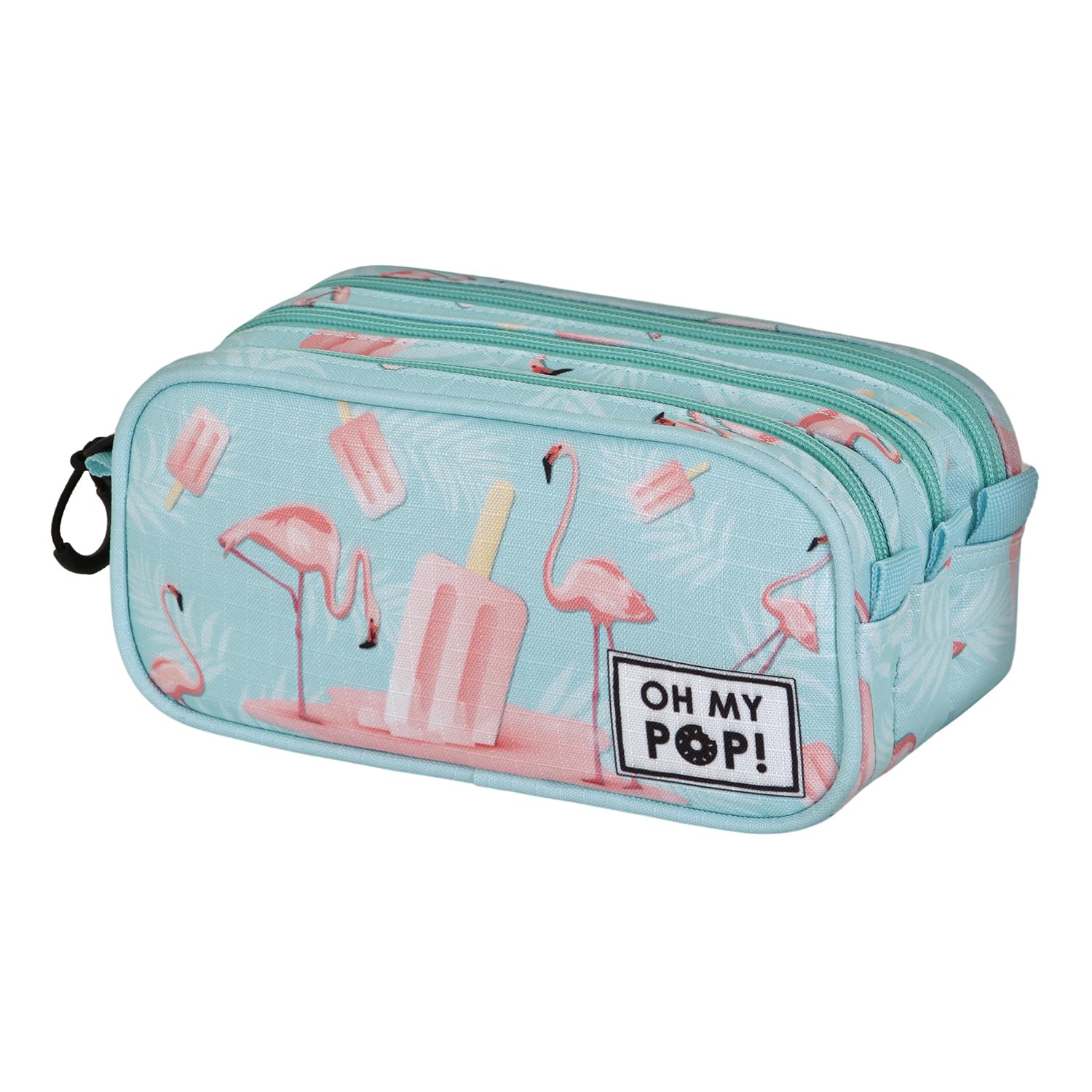 Oh My Pop! Ice Flamingo-Fan Trick Pencil Case 2.2, Turquoise, 23 x 11 cm