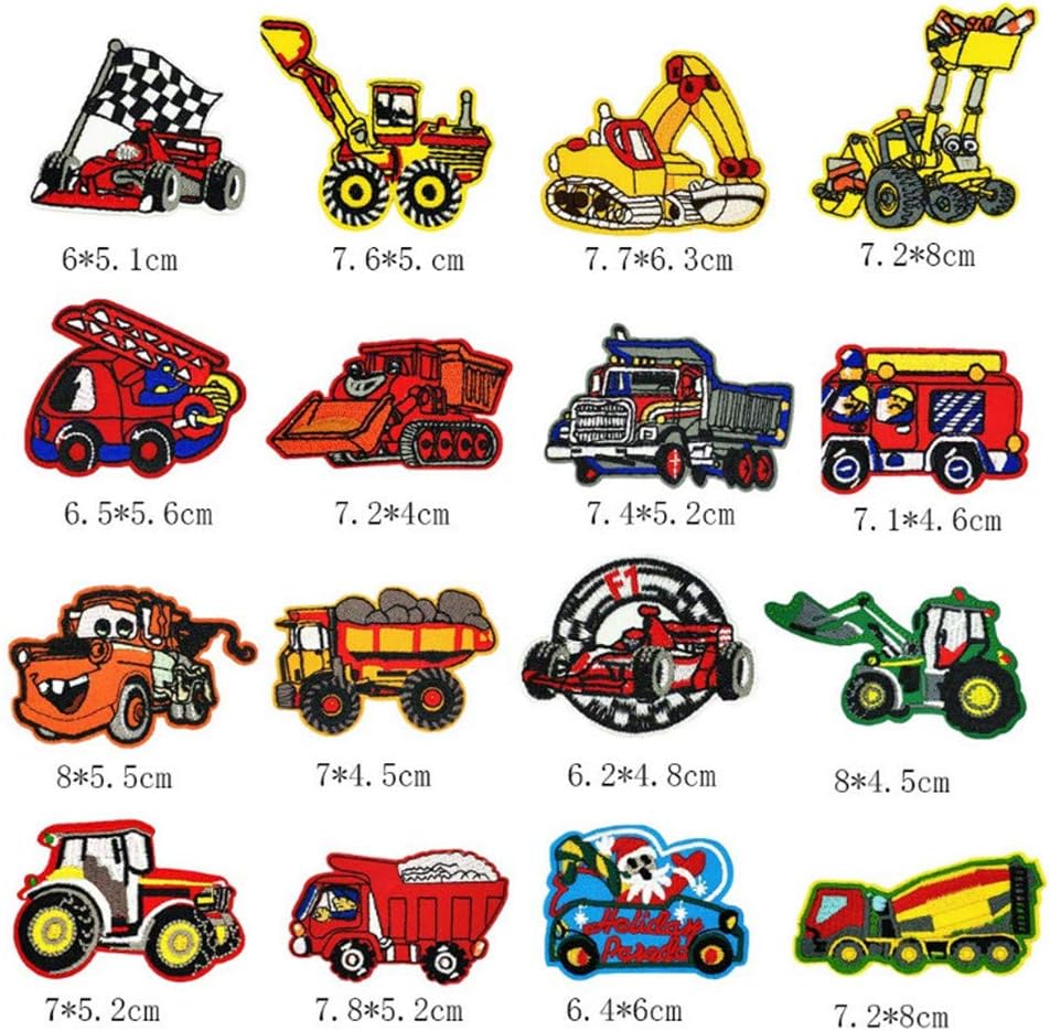 Amazon Wdlife アイロンワッペン乗り物 車くるまアップリケレッスンバッグ男の子クルマ 装飾パッチ車柄 幼稚園 補修お祝いギフトお得の16枚セット ワッペン アップリケ 通販