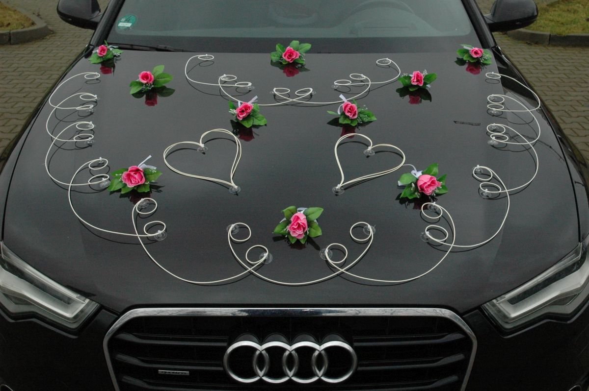 Fineness Car Jewellery Bridal Couple Rose Decoration Car Decoration Wedding Car Wedding Decoration Ratan pink
