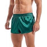 AMY COULEE Mens Satin Shorts Silk Boxers Sexy Split Side Lounge Shorts 3 Inch Pajama Bottoms