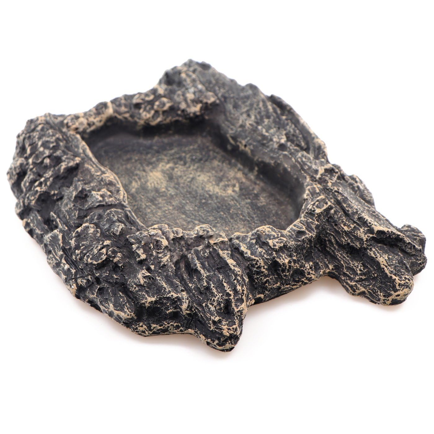Komodo Habitat Black Rock Bowl for Reptiles, Amphibians, Small Animals, Vivarium's & Terrariums Feeding Bowl Small