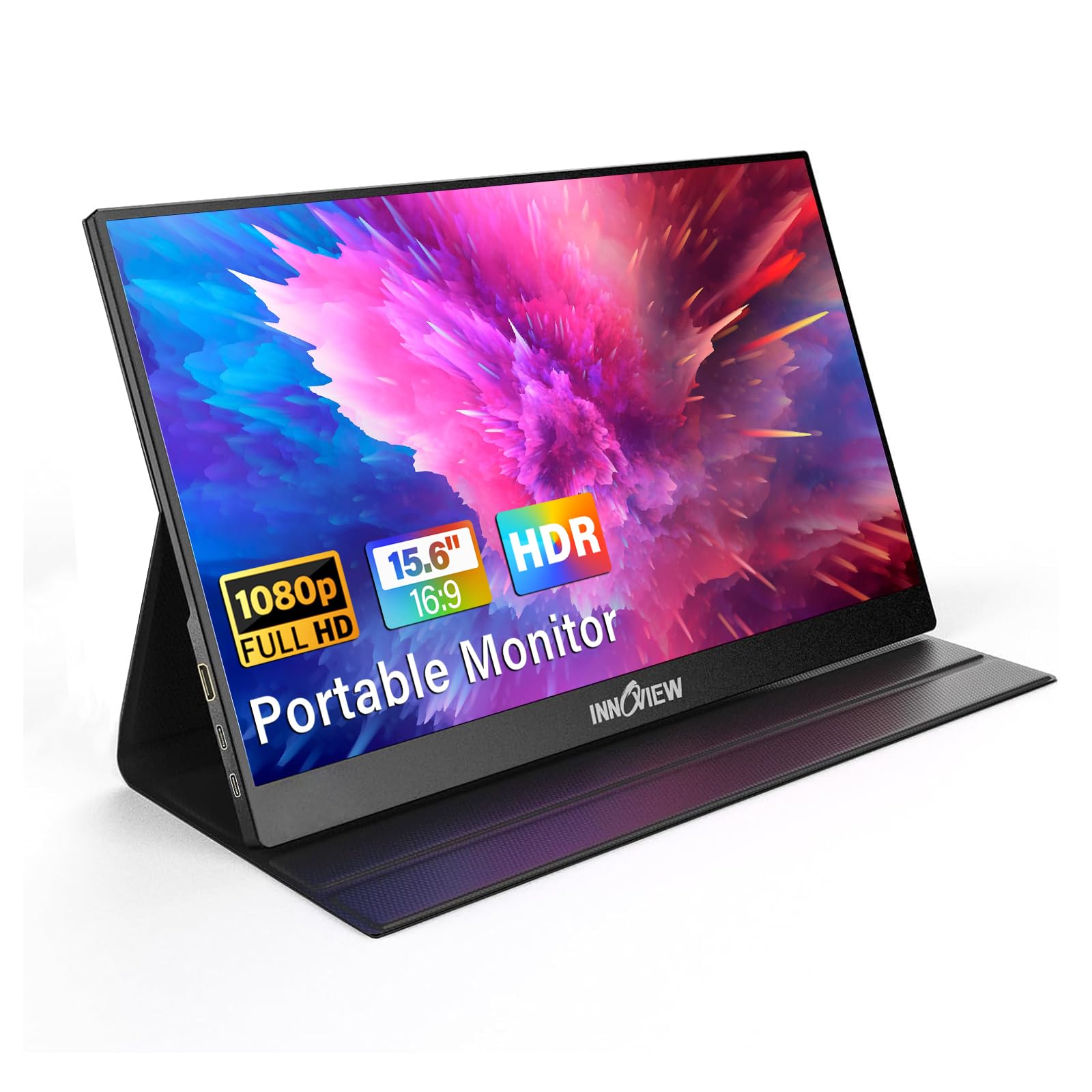 Photo 1 of InnoView Portable Monitor, 15.6 Inch FHD 1080P HDMI USB C Second External Monitor for Laptop, Desktop, MacBook, Phones, Tablet, PS5/4, Xbox, Switch, Built-in Speaker with Protective Case