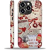 Akinmi Case for iPhone 16 Pro Max,Red Ball Bow Splice Exquisitely Pattern Double Protective Phone Cover Cases Soft Silicone for iPhone 16 Pro Max