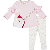 Mud Pie baby-girls Mud Pie Baby Girl Santa and Stars Christmas Tunic and Legging
