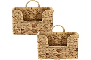 2PCS Handwoven Water Hyacinth Wall Magazine Holder - Hanging Organizer for Mail, Newspapers & Magazines, Boho Basket (2)