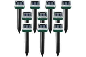 USKICH Mole Repellent Solar Powered, 10 Pack Solar Mole Repellent Ultrasonic for Vole, Snakes, Gopher, Waterproof Sonic Mole Deterrent Spikes,Snake Gopher Vole Repellent for Garden and Yard