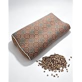 Buckwheat Cervical Support Pillow for Sleeping Adjustable Bed Pillow | Night Cooling (18.9"x9.8") Breathable Buckwheat Neck Support Bolster with Floral Pattern Washable Cover (Reddish Brown)