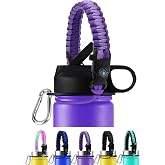 Ziimlpo Wide Mouth Paracord Handle, Water Bottle Handle Strap for 12oz to 64oz Water Bottle, Water Bottle Strap with Safety Ring, Water Bottle Accessories