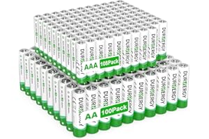 DURNERGY AA and AAA Batteries Combo Pack of 208, 108pcs Triple A Batteries 100pcs Double A Battery, Alkaline 1.5 Volt Remote Batteries Variety Pack AAA AA