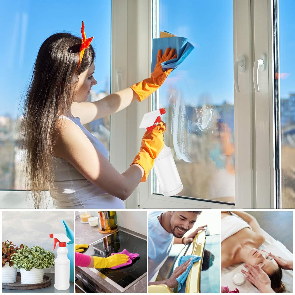 BrightU Plastic Spray Bottle (2 Pack, 16 Oz，All-Purpose) for Home, Garden, Chemicals, and Other Cleaning Solutions, 3 Modes Adjustable Nozzle, 100% Leak-Off, Alcohol Safe : Garden & Outdoor