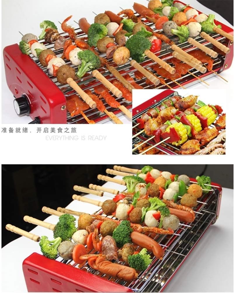 review BIYLL Electric Grill, Outdoor and Indoor, 2 Layer Grill Smokeless Grill with Removable Easy-to-Clean Nonstick Plate, Extra-Large Drip Tray, 1200W 382312.5CM