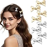 CURASA Metal Hair Bows For Women Girls 8Pcs Small Gold Sliver Hair Clips Bow Knot Alligator Hair Pins Fashion Decorative Braided Hair Accessories For Styling Elegant Mini Duckbill Hair Barrettes