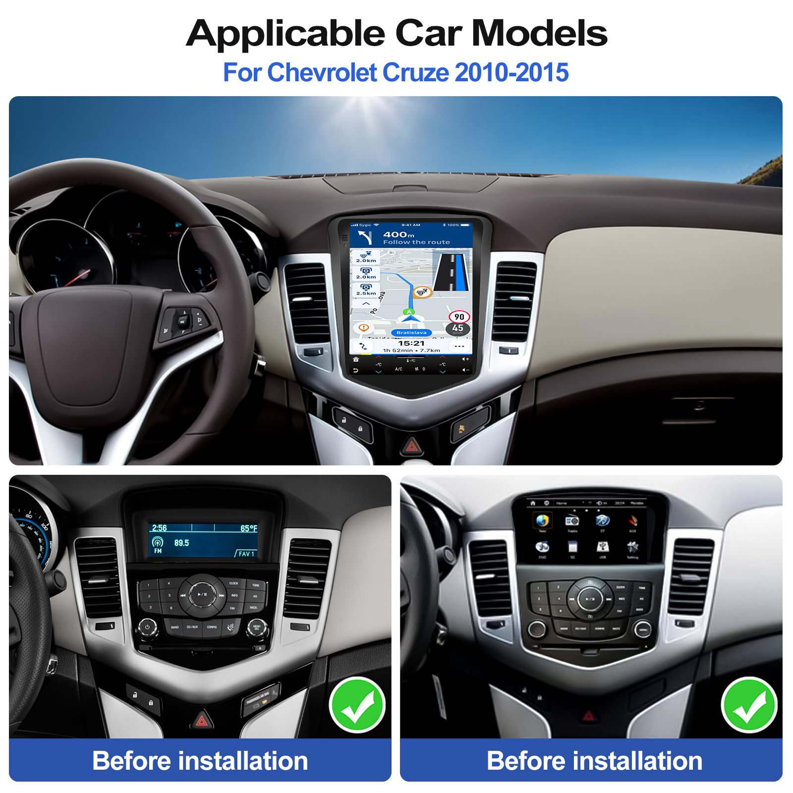 2G+64G Car Radio for Chevrolet Chevy Cruze 2010-2015 with Wireless CarPlay Android Auto 9