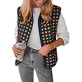 COCCKO Women’s Sherpa Vest Sleeveless Plaid Zip Up High Neck Warm Fleece Gilet Outerwear Crop Jackets with Pockets