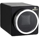 MOZSLY Watch Winder for Automatic Watches Single Rotating Watch Box with Quiet Motor 12 Rotation Mode Setting Battery Powered or AC Adapter PU Leather