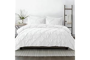 Kotton Culture 1 Pc California King Size Pinch Pleated - Pintuck Duvet Cover Only - 100% Egyptian Cotton 600 TC Decorative Comforter Cover - Zipper Closure & 7 Internal Ties (White, 104" X 98")