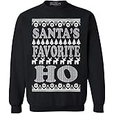 shop4ever Santa's Favorite Ho Crewnecks Ugly Christmas Sweatshirts
