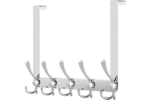 WEBI Over The Door Hooks,Triple Door Hooks for Hanging,Door Hanger,Over The Door Towel Rack,Door Coat Hanger,Over Door Coat Rack for Clothes,Towels,Behind Bathroom,Chromed