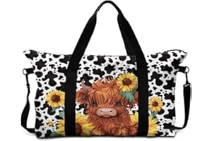 Ocwfudsx Travel Duffle Bag Weekender Carry On Tote Bags for Women Sport Bag for Men Overnight Luggage Bags, Leopard Print Cow