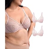 ZEBELL Minimizer Bras for Women Full Coverage - Underwire Unlined Lace Bralette - Plus Size Supportive Bra for Heavy Breasts