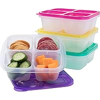 EasyLunchboxes® - Bento Snack Boxes - Reusable 4-Compartment Food Containers for School, Work and Travel, Set of 4 (Brights)