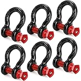 Bekith 6 Pack 1/2" D Ring Shackle 2.0 Ton (4,000 lbs) Capacity with Screw Pin Heavy Duty Shackles for Tow Strap, Winch, Off-Road Truck Vehicle Recovery