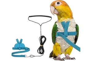 PETAXCELL Bird Harness Leash, Adjustable Pet Parrot Bird Harness and Leash Lightweight Anti-Bite Flight Training Rope with Cu