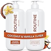 Routine Wellness 1 Liter Shampoo & Conditioner Set - Strengthening & Volumizing for Thinning Hair - Promotes Full, Voluminous