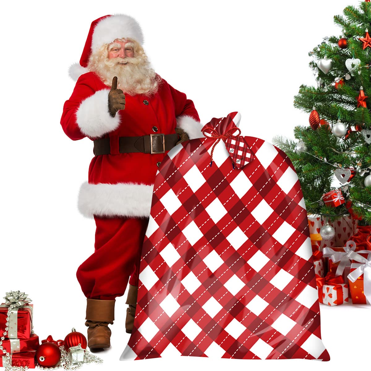 SULOLI 1PC Extra Large Christmas Sacks for Gift Extra Large Gift Bags for Presents Xmas Sacks Large with Gift Tags & Tie(36x44")