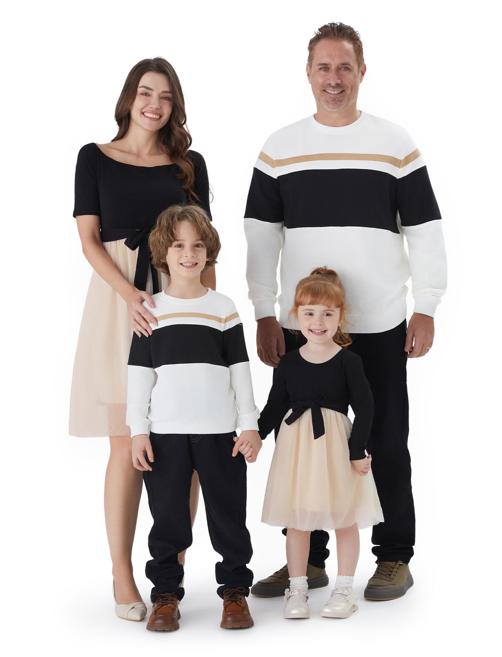 Photo 1 of ** BOYS SWEATER ONLY ** Family Matching Outfits Boy Sweatshirt: Long Sleeves for Fall Winter Vacation Travel Photos Family Reunion Home Weddings Party School Picture - Boy 8-9 Years Ivory