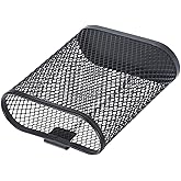 Black Mesh Pen Holder Oval Shape Metal Desk Organizer for Office Stationery Storage, 3.93 X 3.54 X 1.37 Inch