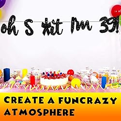 Oh I’m 39! Banner Backdrop Glitter Black Hallo