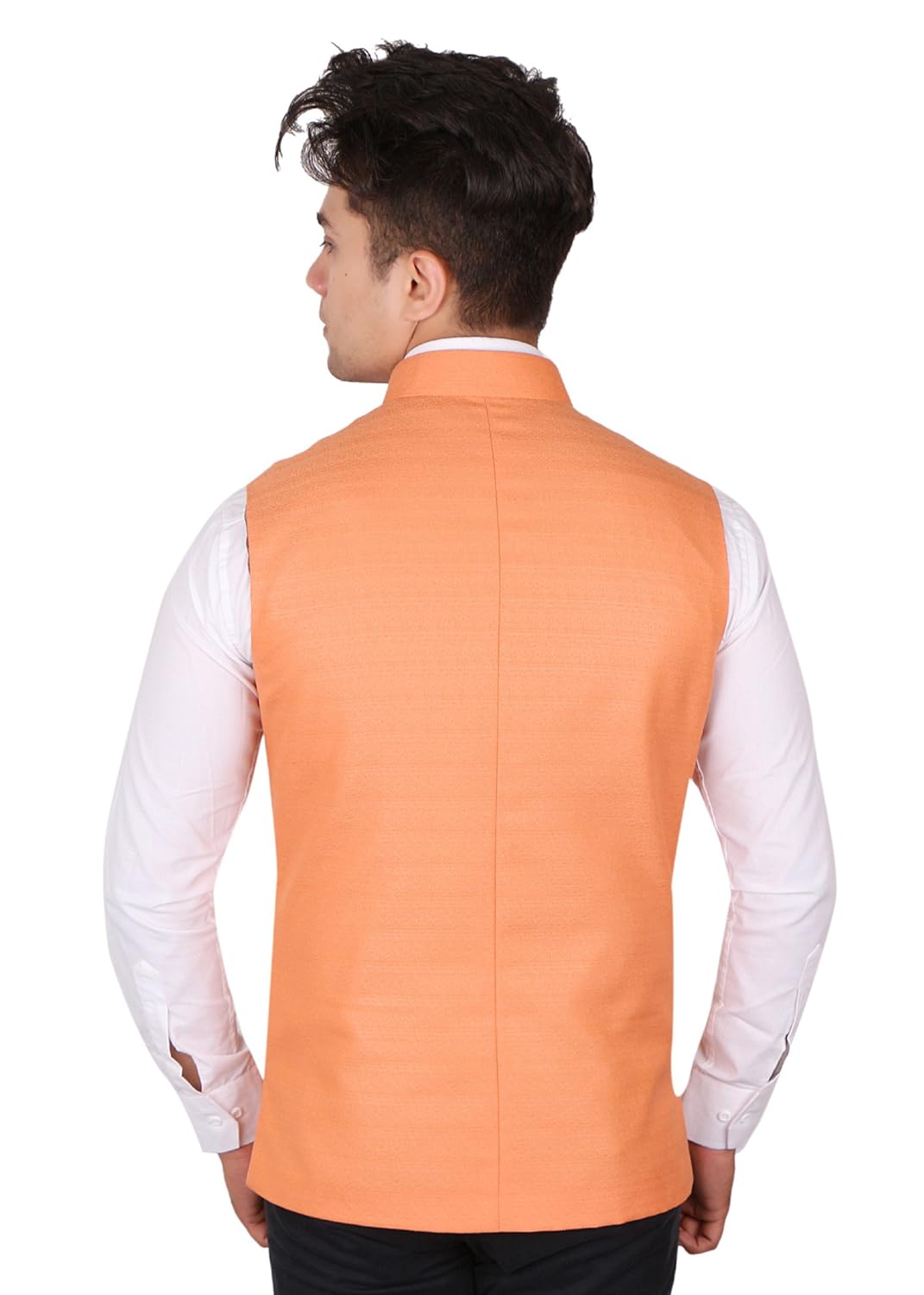 la rainbow casual silk blend orange nehru jacket for men/boys