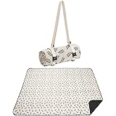 WILLOW WEAVE Beach Mat Sand Free Washable, Waterproof Camping Emergency Blankets | Picnic Baskets Accessories with Waterproof Backing and Shoulder Strap - Leaf