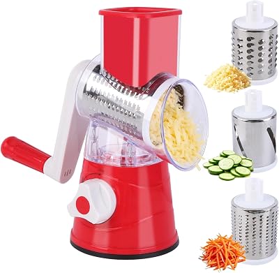 Wieat 3 in 1 Rotary Cheese Grater Vegetable Slicer Stainless Steel Chopper