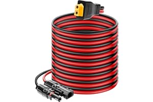 Ansoufien Solar Panel Connector to XT60 Connector Cable 20FT, 10AWG Solar to XT60 Charge Extension Cable XT60 (Plug Female) Cable for RV Folding Solar Panel, Portable Power Station, Solar Generator
