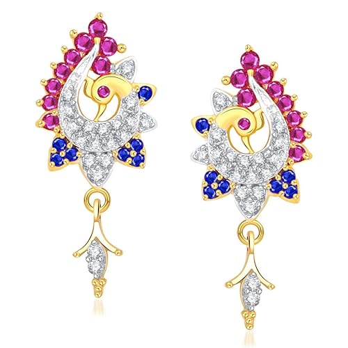 VK Jewels Cubic Zirconia Drop Earrings for Women (Golden) (vker1373g)