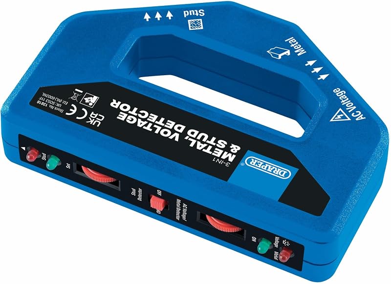 Draper 3 in 1 Metal Voltage Stud Detector Cable Finder 27mm Depth PP3 Battery