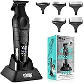 DSP Hair Trimmer for Men, Beard Trimmer, Cordless USB Rechargeable Barber Trimmer DLC, Speeds Adjustable, Travel Lock, Low Noise with Charging Base