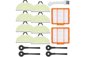 LVTENGAI 8 Vacmop Pads Replacement Parts for Shark RV2610WA RV2620WA RV2410WD AV2610WA AI Ultra 2- in-1 Matrix Clean Robot Vacuum models Spare Parts Accessories, 8 Mop Pads, 2 HEPA Filter, 4 Side Brushes