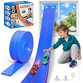 TAEMVV Flexible Race Track for Kids, 15 Ft Dual Car Track Set, Azure | Compatible with Hot Wheels 1/64 Diecast Cars, Kids' Play ATVs Track, Reinforced Suction Cup for Boys Girls Ages 3+