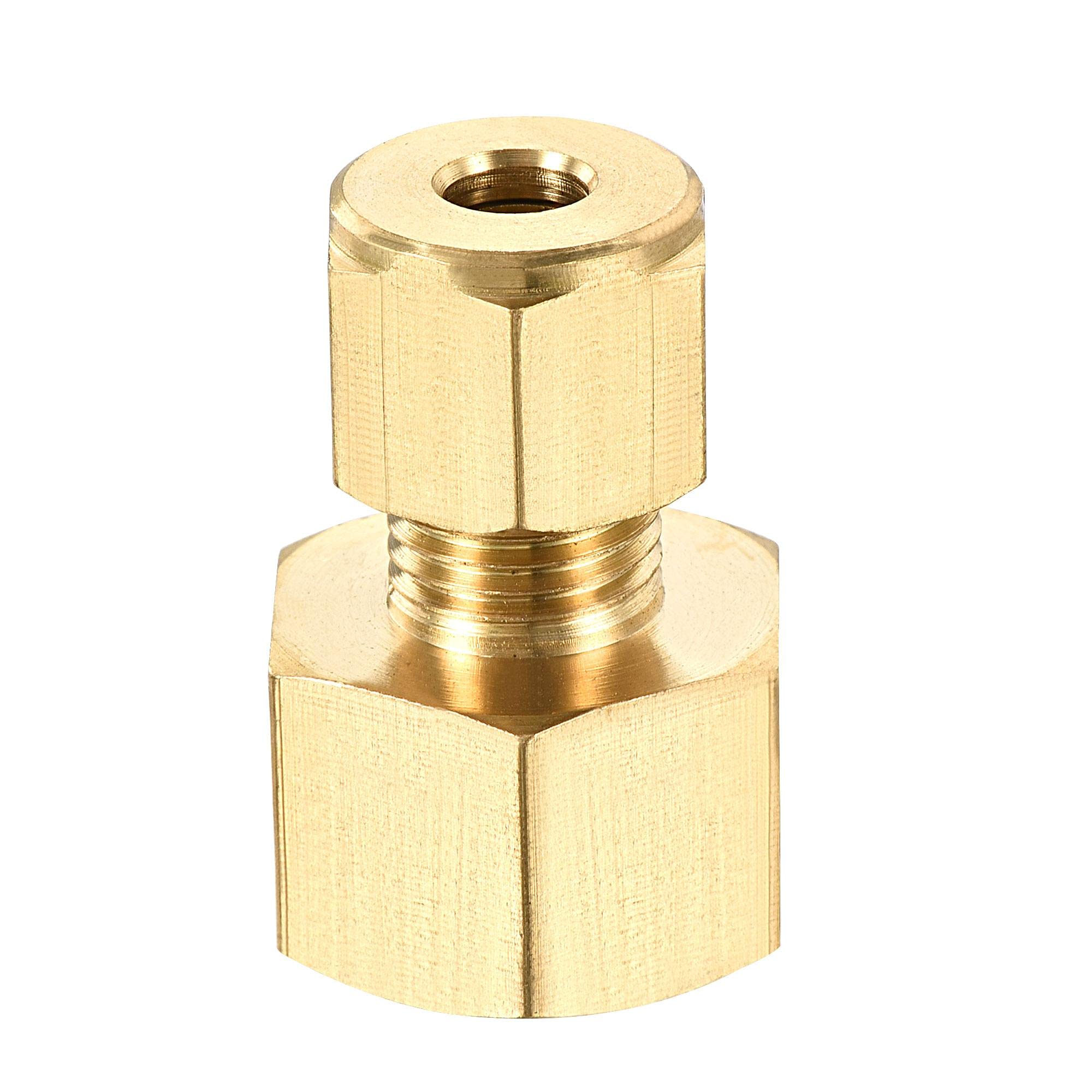 sourcing map Compression Tube Fitting M18x1.5mm Female Thread x 6mm Tube OD Straight Coupling Adapter Brass