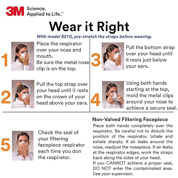 3M 8210 PARTICULATE RESPIRATOR, N95, PACK OF 20 DISPOSABLE RESPIRATOR, NIOSH APPROVED, TWO-STRAP CUP STYLE DESIGN, LIGHTWEIGHT WITH CUSHIONING NOSE FOAM