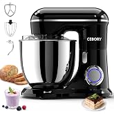 CEBORY 3-IN-1 Electric Stand Mixer, 6.5QT Bowl 660W 10-Speed Kitchen Mixer, Household Food Mixers include Dough Hook, Beater and Whisk, Bread Cake Mixer for Baking and Most Home Cooks, Black