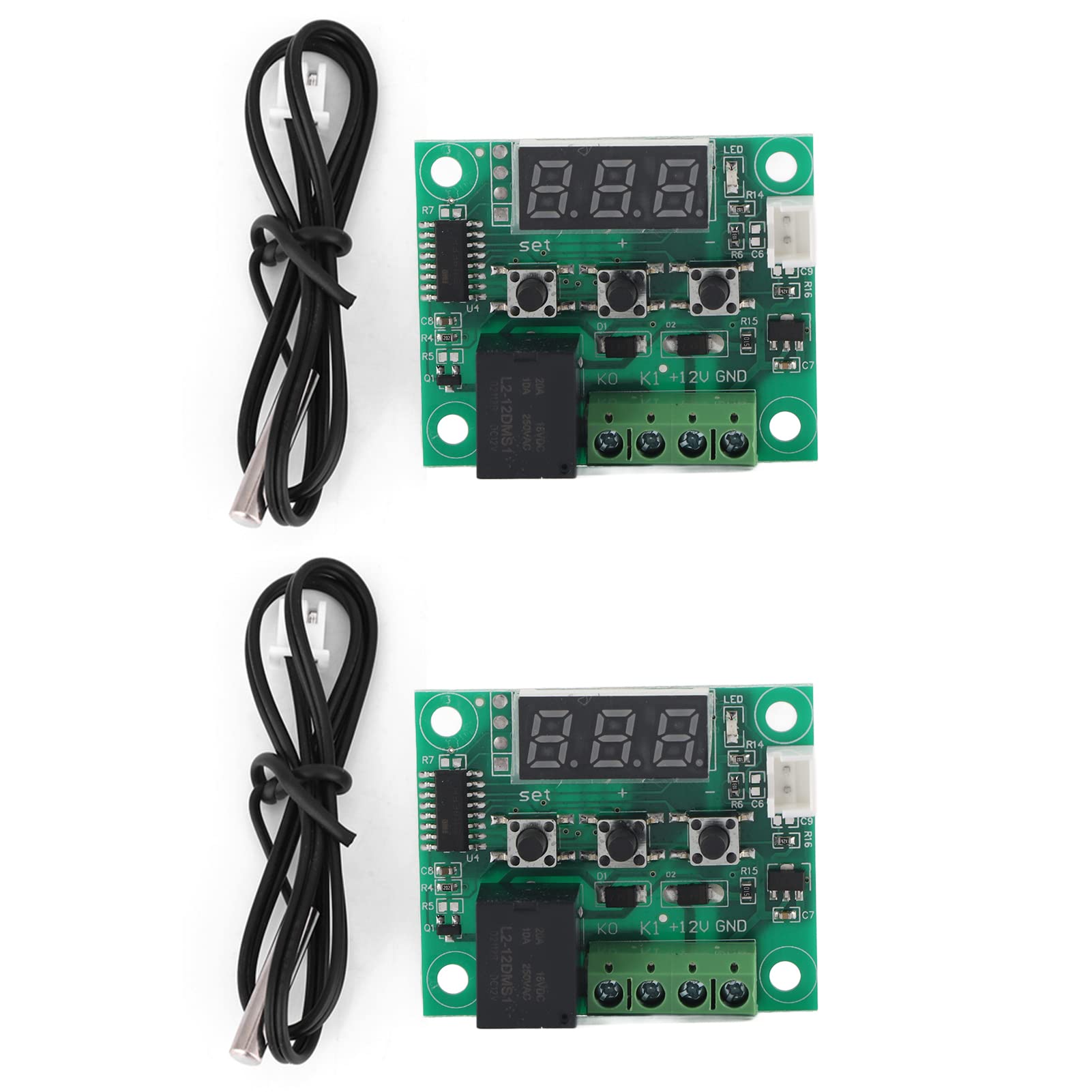 Garosa 2Pcs W1209 12V Digital Temperature Controller -50 to 110°C Thermostat Switch with Waterproof Sensor Probe for Refrigeration and Heating Systems
