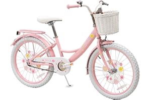 BIXIKE Girls Bike with Basket for Toddlers and Kids Aged 3-14 Years Old, 14 16 18 Inch with Training Wheels & Doll Seat, 20 Inch with Kickstand & Rear Rack, Princess Style Bicycle for Gift